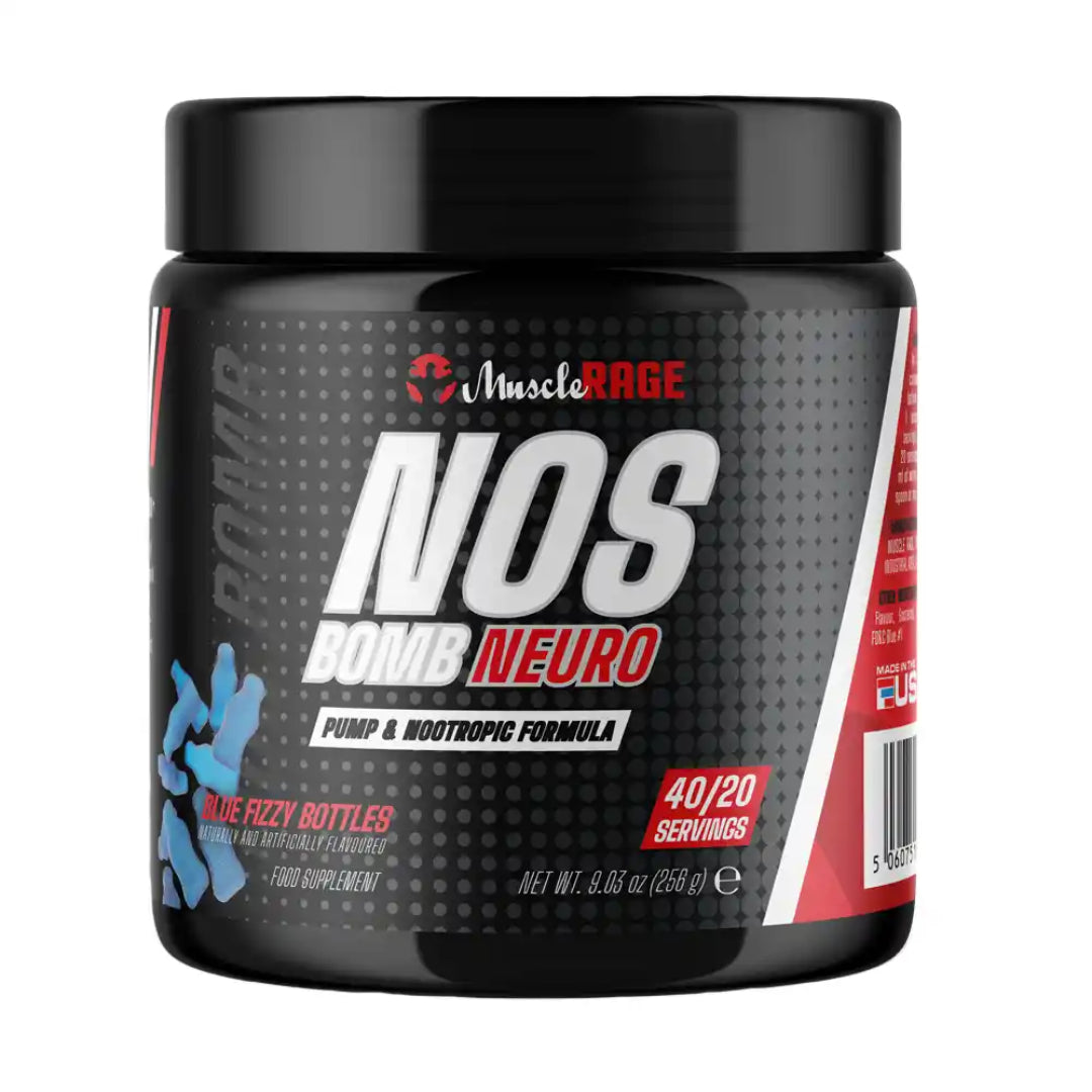 Muscle Rage NOS Bomb Neuro 256g Blue Fizzy Bottles
