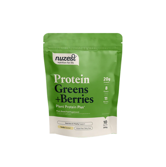 Nuzest Protein Plus Greens + Berries 300g Vanilla Caramel